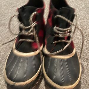 Men's Black and Red Sorel Boots